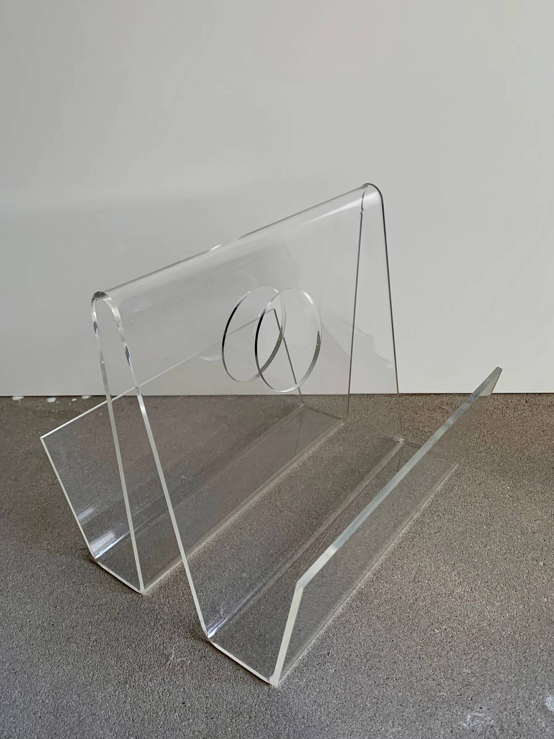 Vintage plexiglass magazine holder, 1970s