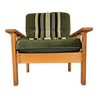 Fauteuil chauffeuse en pin 1970