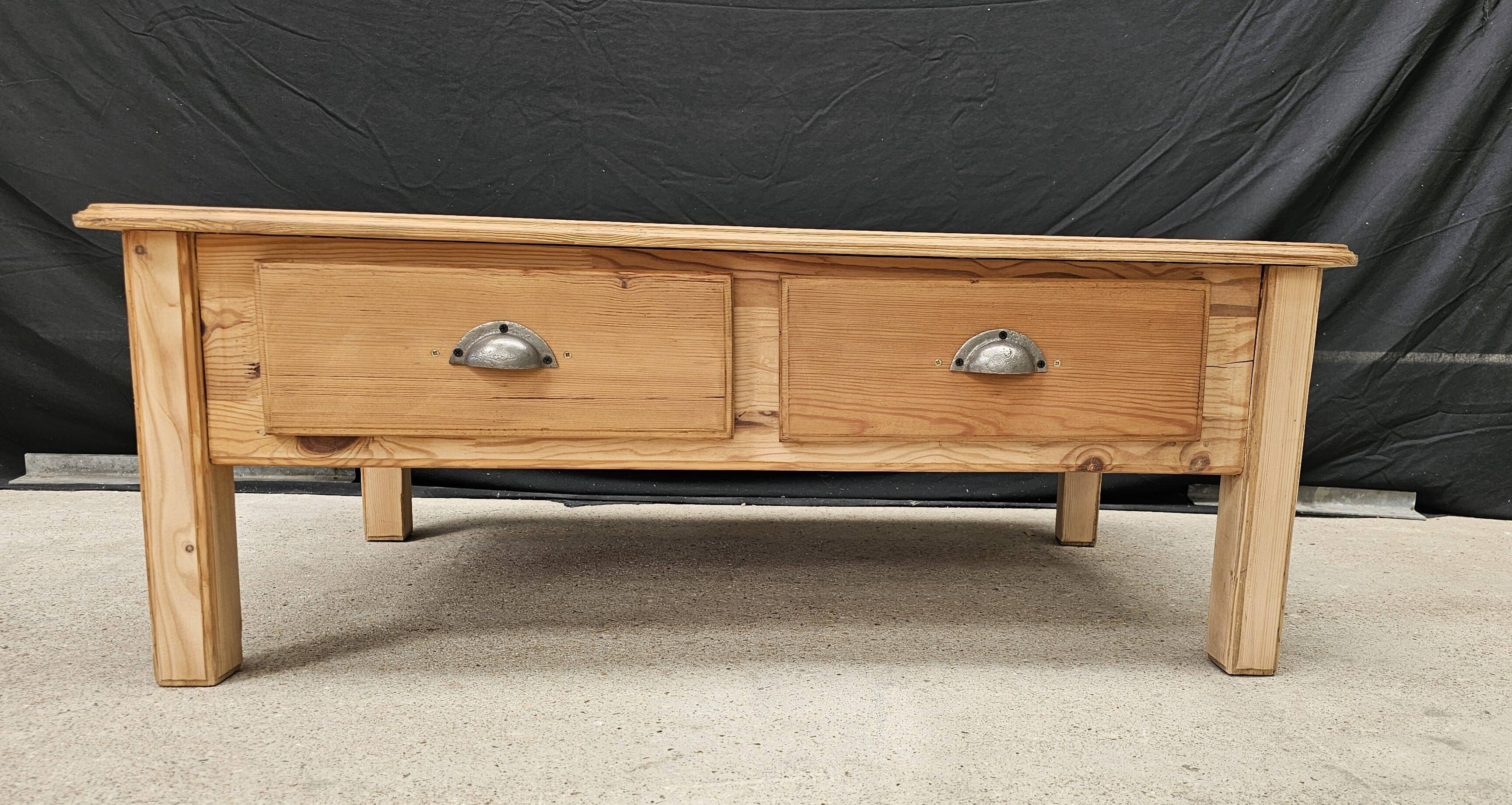 Scandinavian pine 4-drawer coffee table