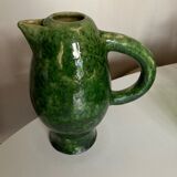 XL vase pitcher in green glazed clay Vallauris 1960