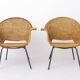 Chaises en osier vintage par Gianfranco Legler années 1950 | Ensemble de 3 en rotin suisse