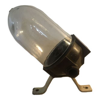 Bakelite courtyard or factory wall lamp with its glass
