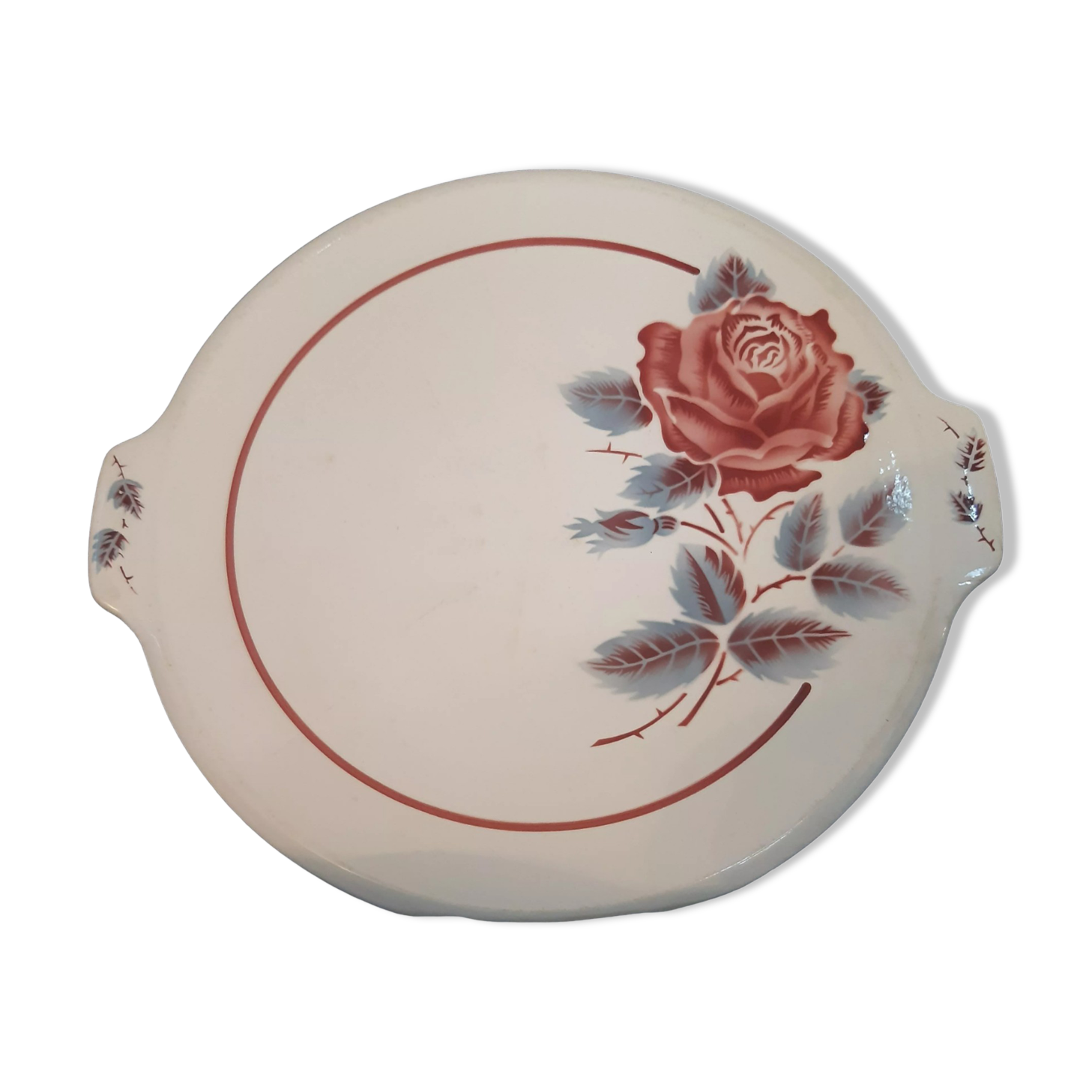 Large cake dish decoration flowers model lucette Sarreguemines