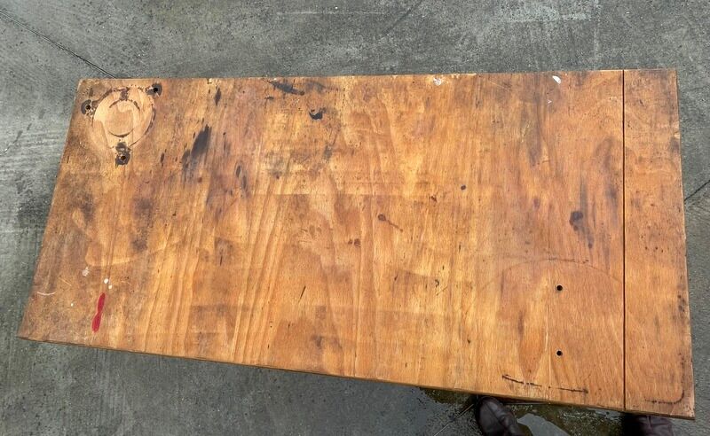 Establishment iron tray wood panel, as it stands