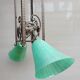 Art Deco chandelier 1930 in leafy wrought iron with 2 green tulip lights