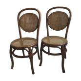 Paire de chaises en rotin et cannage