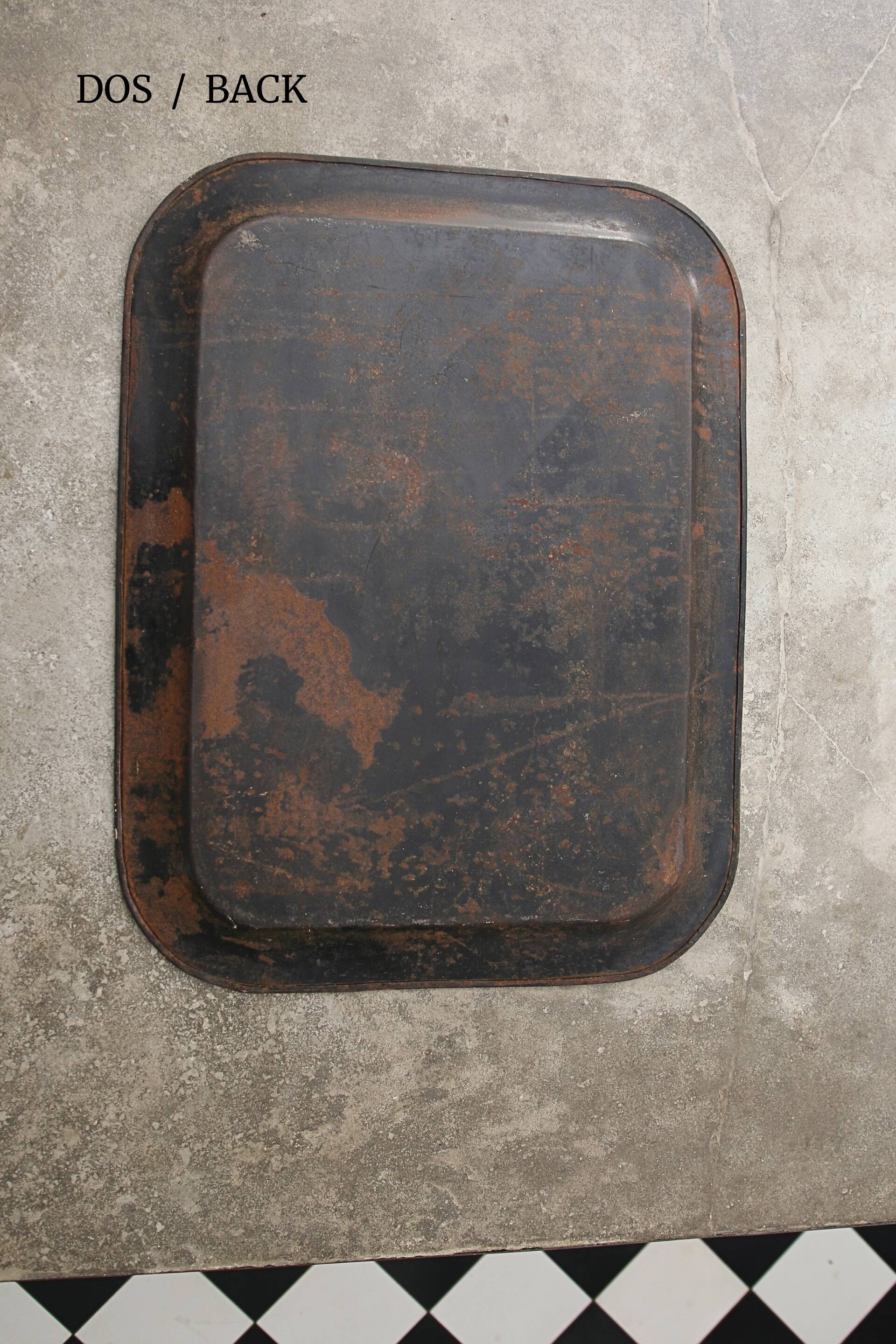 Large antique painted tin tray