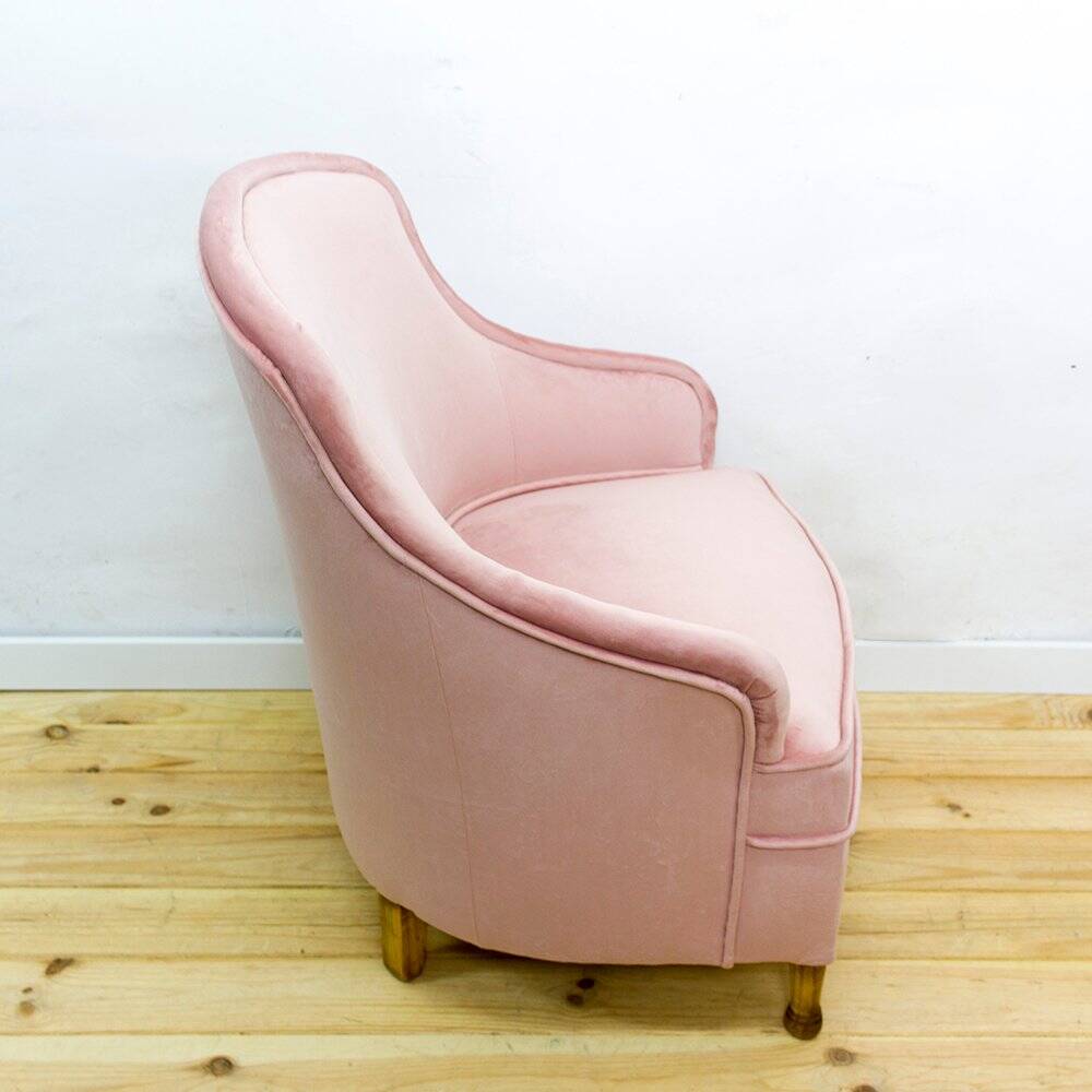 Mid-Century Fabric and Wood Armchair, 1950s