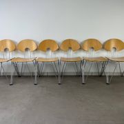 6 Mikado chairs 1800, stackable, design by Walter Leeman for Kusck&co.