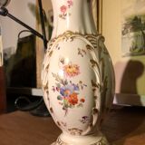 Pair of earthenware vases of sarreguemines with floral decoration
