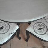 Table with extension cord and 4 chairs in cherry wood