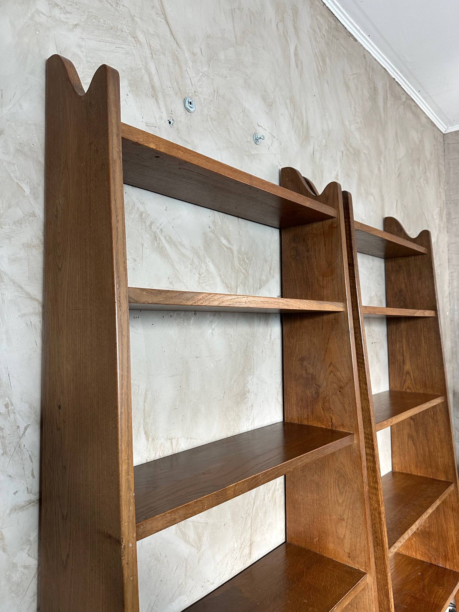 Pair of oak shelves