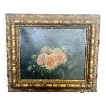 Peinture à l'huile de fleurs de la première moitié du XXe siècle