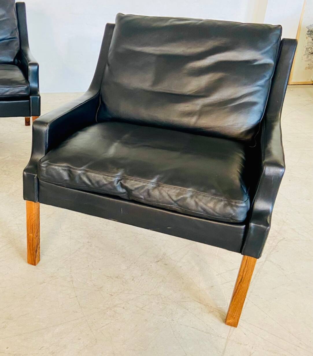 Vintage retro Danish mid-century G. Thams lounge chair in black leather