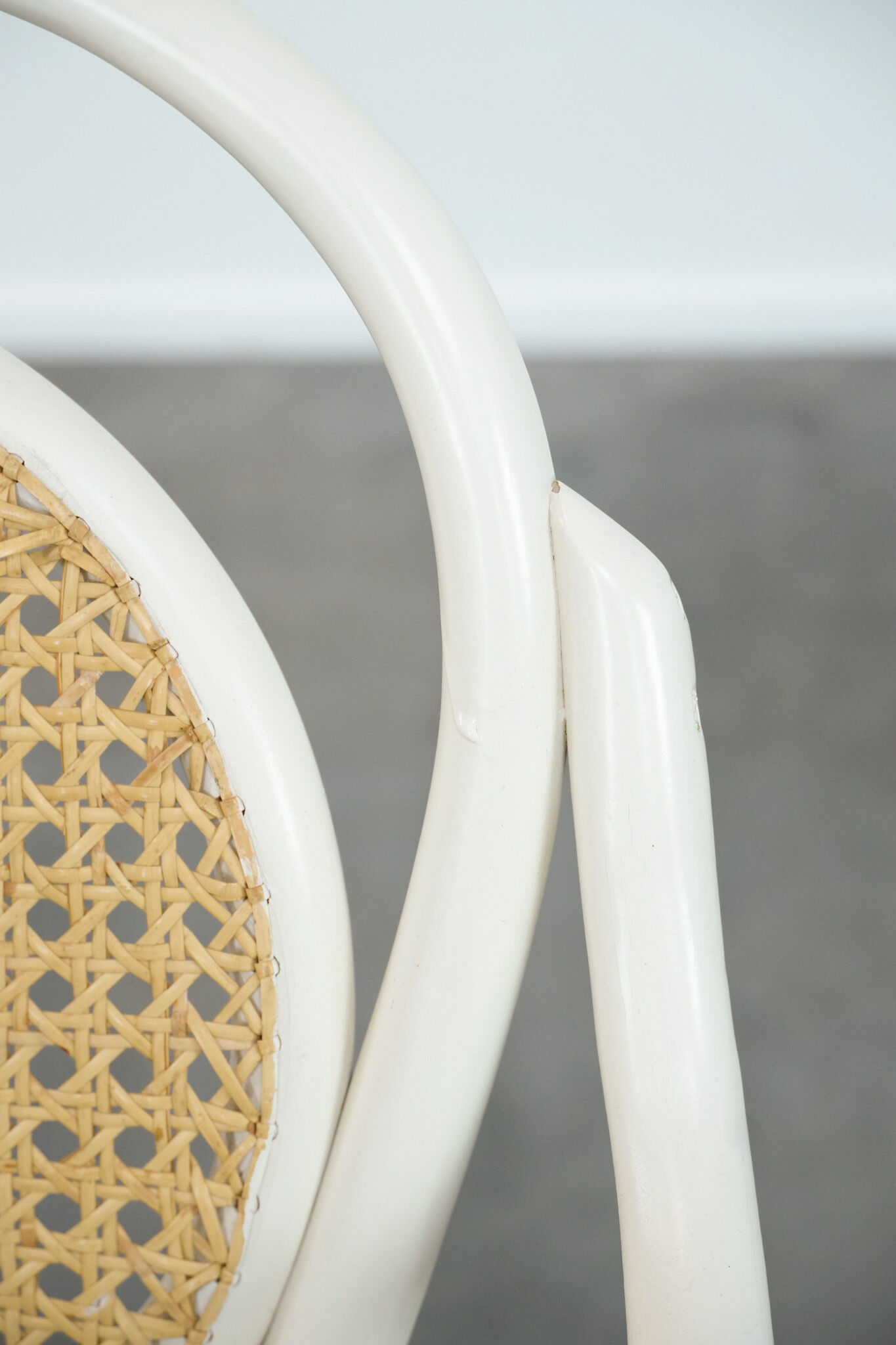 Vintage white bistro chair with armrests in Thonet style