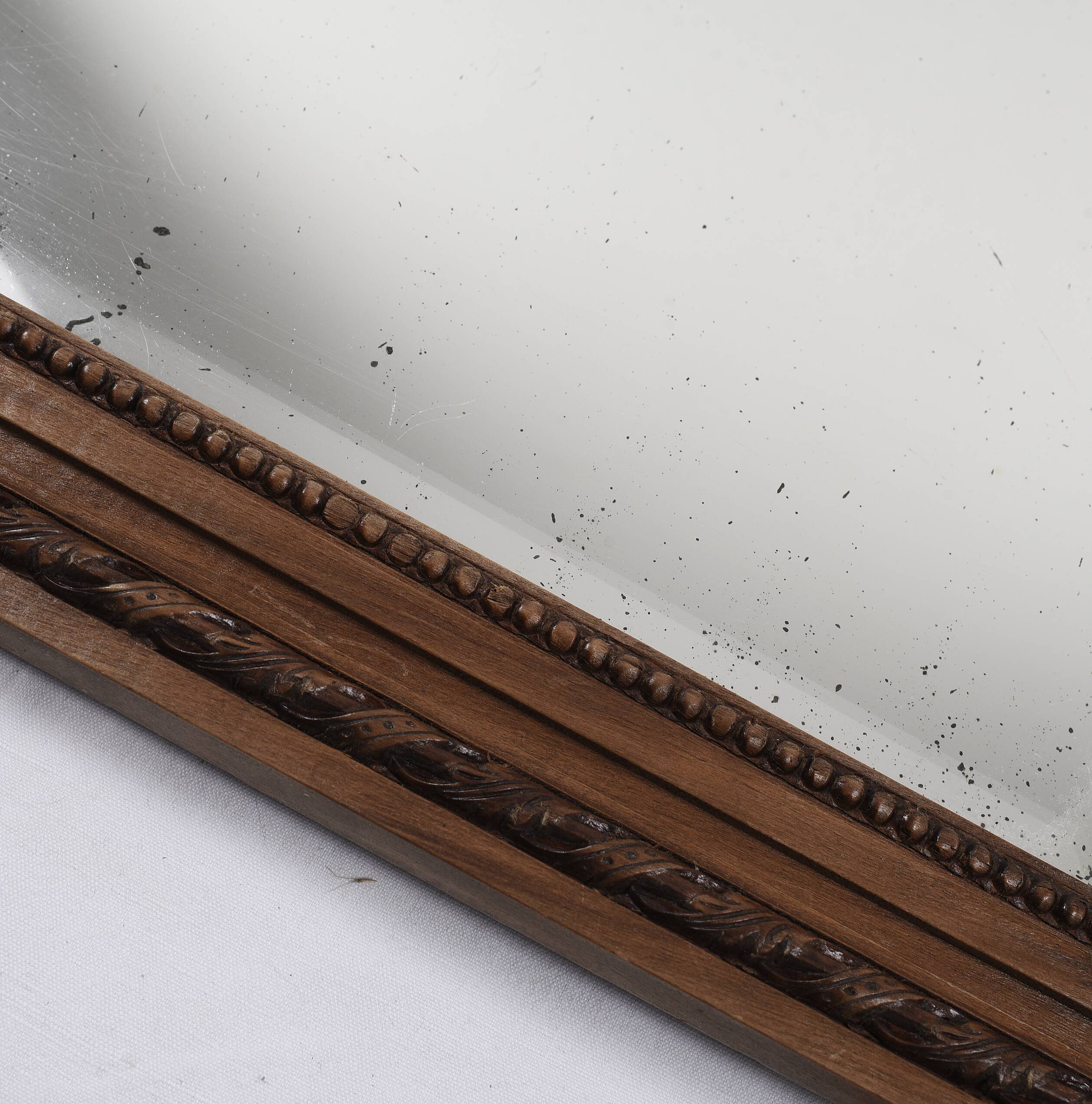 Large old mirror 65cm, carved wooden frame