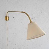 Vintage wall light in gold metal and cotton