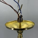 Art Deco Brass and Opaline Glass Chandelier, 1930s