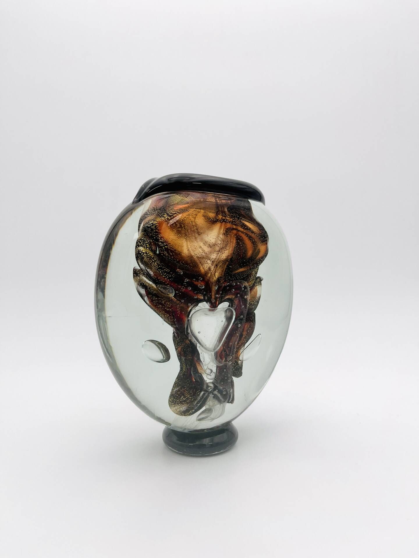 Sculptural Vase Robert Pierini Studio Glass 1994 Signed - Copper & Gold