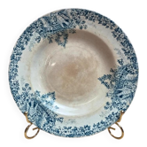 Antique hollow plate Lebacqz & Bouchard Colombier with bird decoration, Terre de Fer.