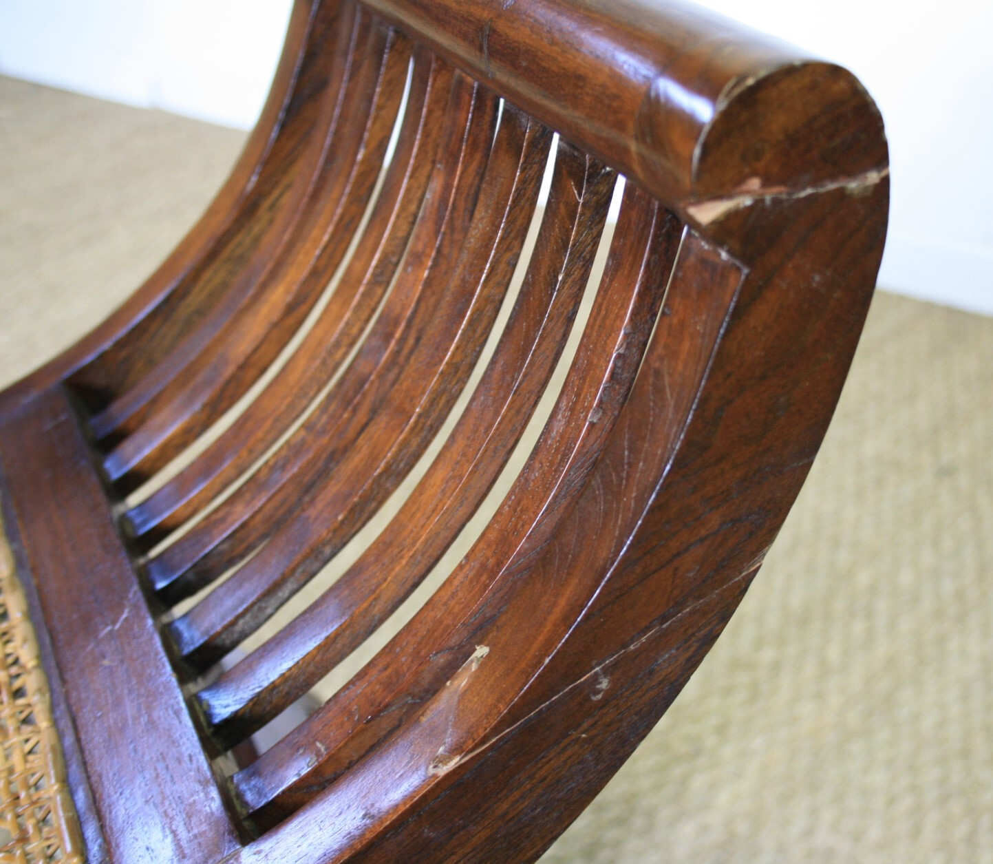 Wooden curule chair and canning