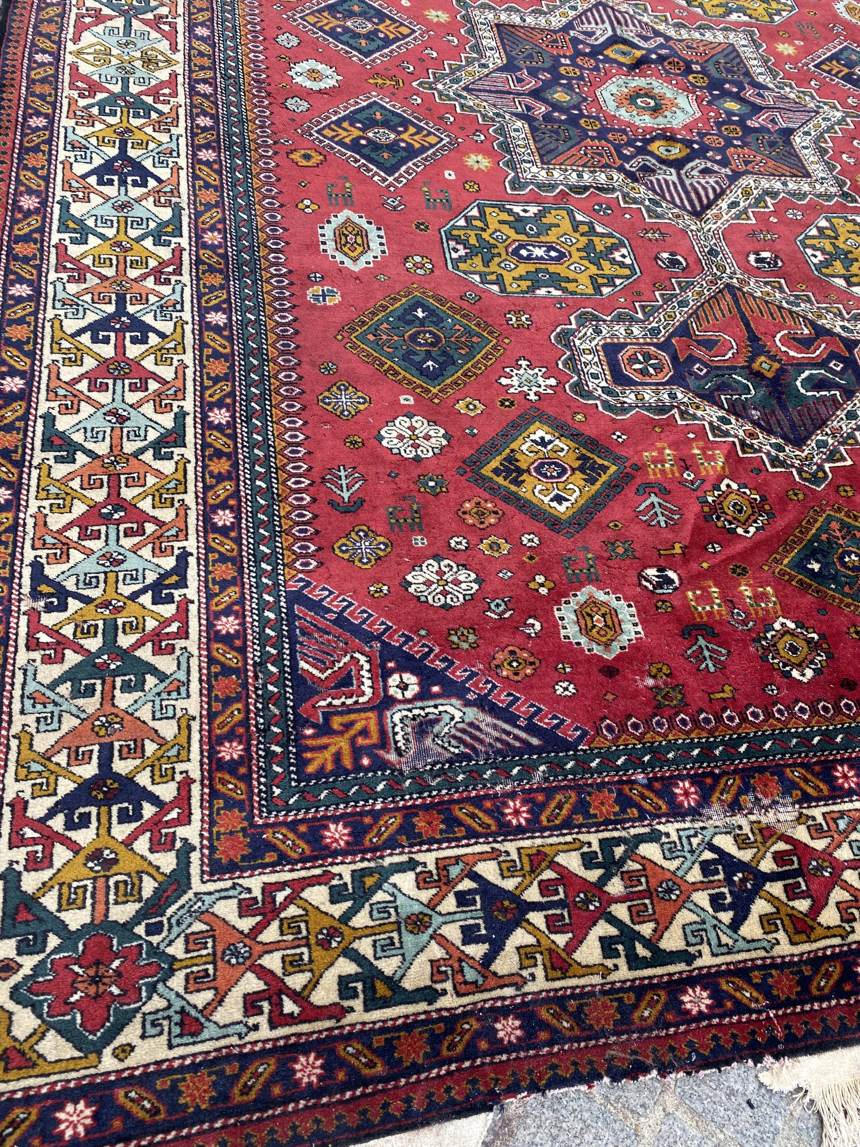 Nice large vintage carpet chirwan Azerbaijan handmade 234x310 cm