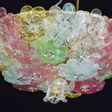 Charming Murano Barovier & Toso flowers flush light fixture, ceiling, 1960s