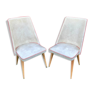 Deux chaises skaï marbré vintage