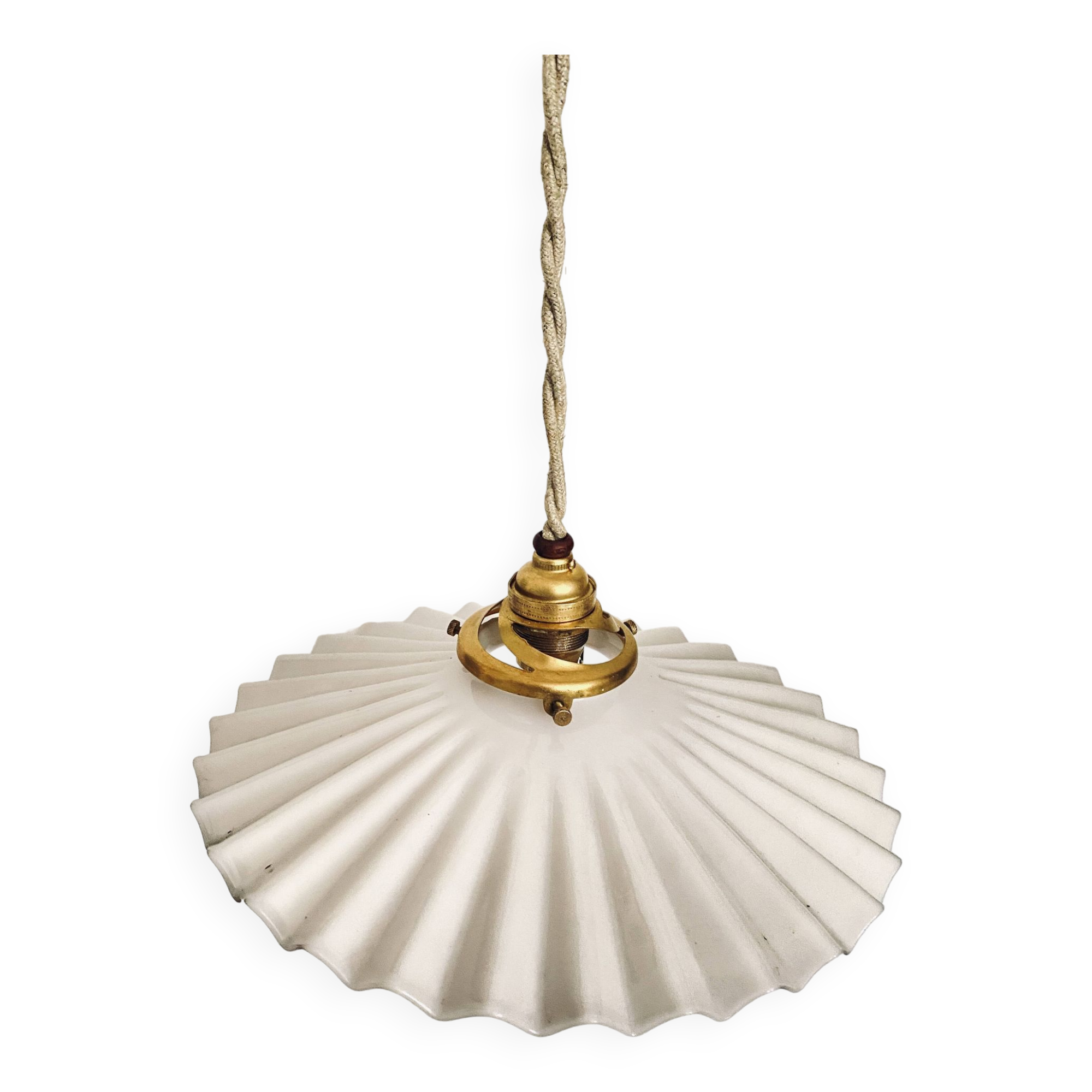 Pleated opaline portable lamp, 2 M fabric cable