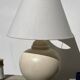 Large lamp signed Kostka vintage beige ceramic sphere