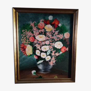 Tableau nature morte au bouquet de fleurs