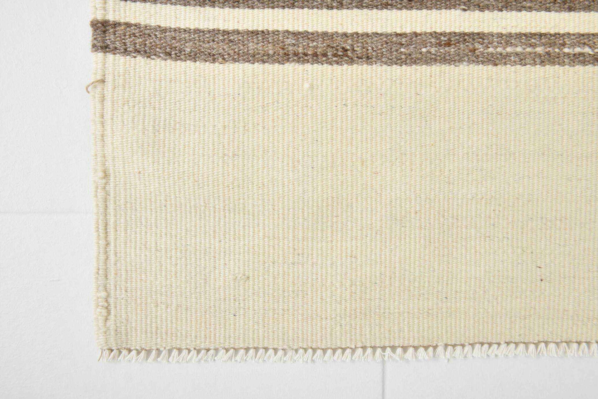 6x9 Cream & Brown Contemporary Vintage Kilim Rug, 184x282Cm