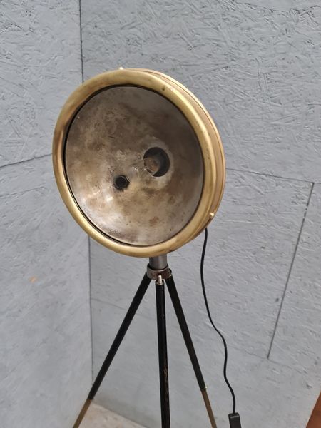 Former Ducellier Paris lighthouse in polished brass on gold tripod and adjustable black