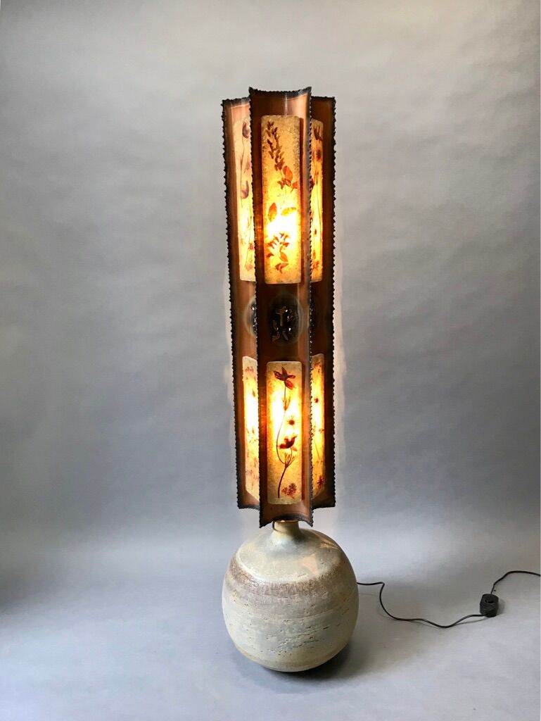 Lampadaire ceramique resine cuivre