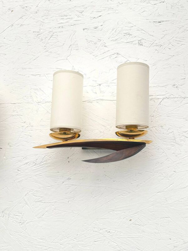 Paire d'appliques scandinaves en teck, 1970