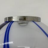 Mid – century Large glass table lamp with blue swirl , 1970s Italy