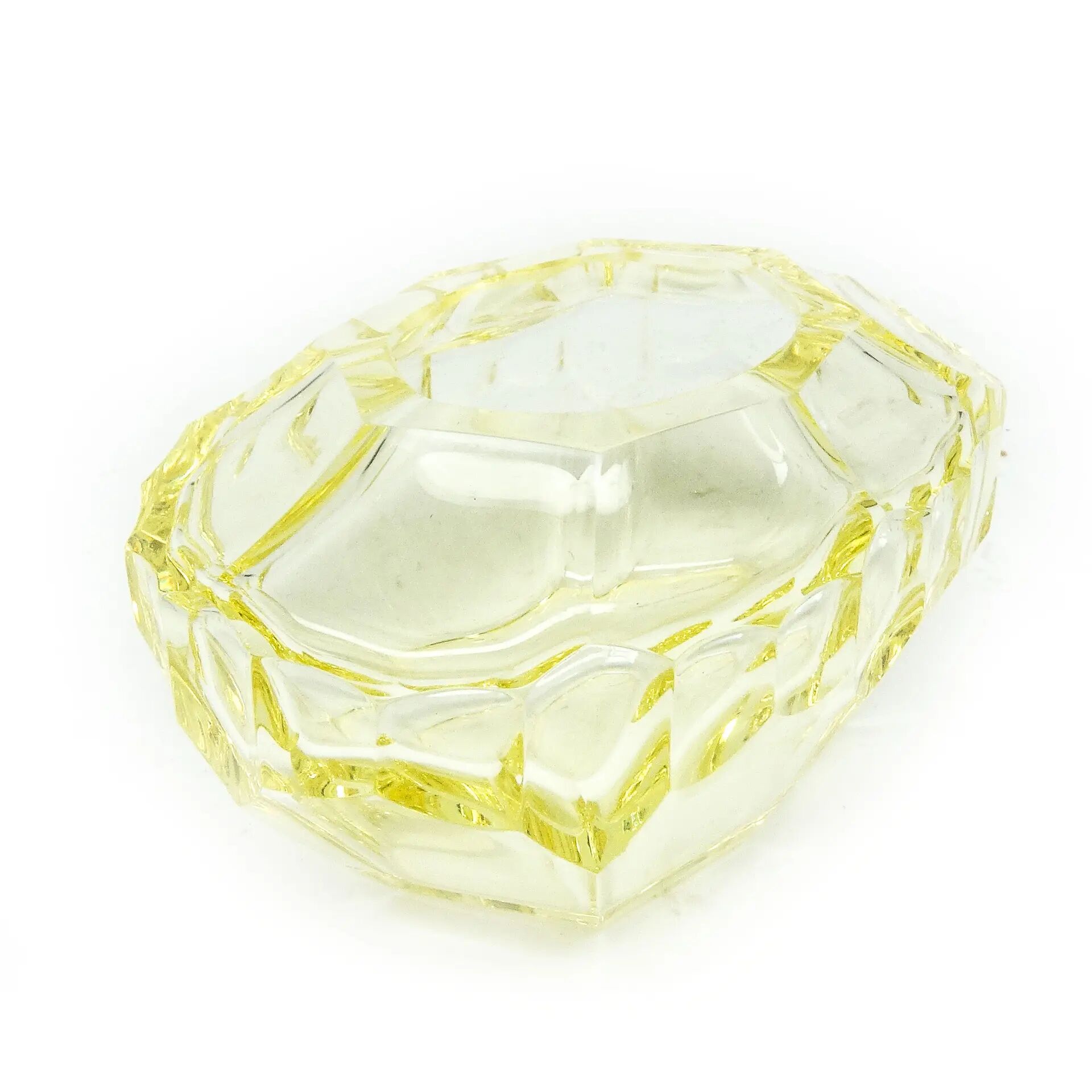 Vide poche de bureau, Art Déco, cristal jaune, Moser, Tchécoslovaquie, années 1930