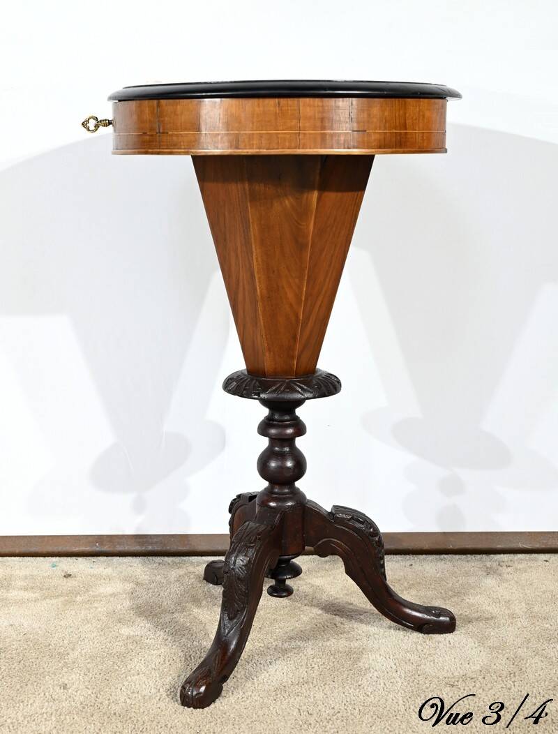 Trumpet Table for Work and Games, Walnut – Late 19th Century