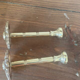 2 golden brass hooks with flower curtain tiebacks
