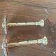 2 golden brass hooks with flower curtain tiebacks