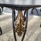 Arletty coffee table in wrought iron and sea green marble.