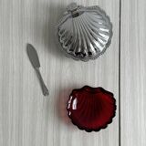 Silver-plated metal shell butter dish