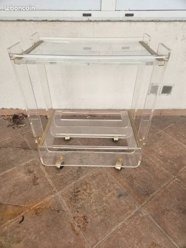 Plexiglas and gold metal rolling table