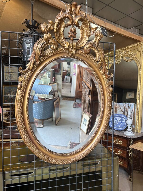 Miroir ovale doré de Style Napoléon III