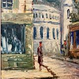 Old painting, view of Montmartre, signed Pierre Lemoine (1920-2006)