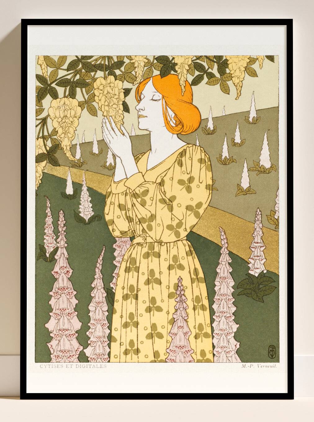 Poster “Blaze and Foxgloves”, after an Art Nouveau lithograph