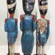 lot of three English soldiers in carved wood / vintage