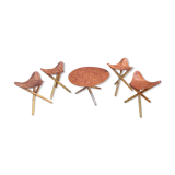 Safari set, four stools and a table 1970s