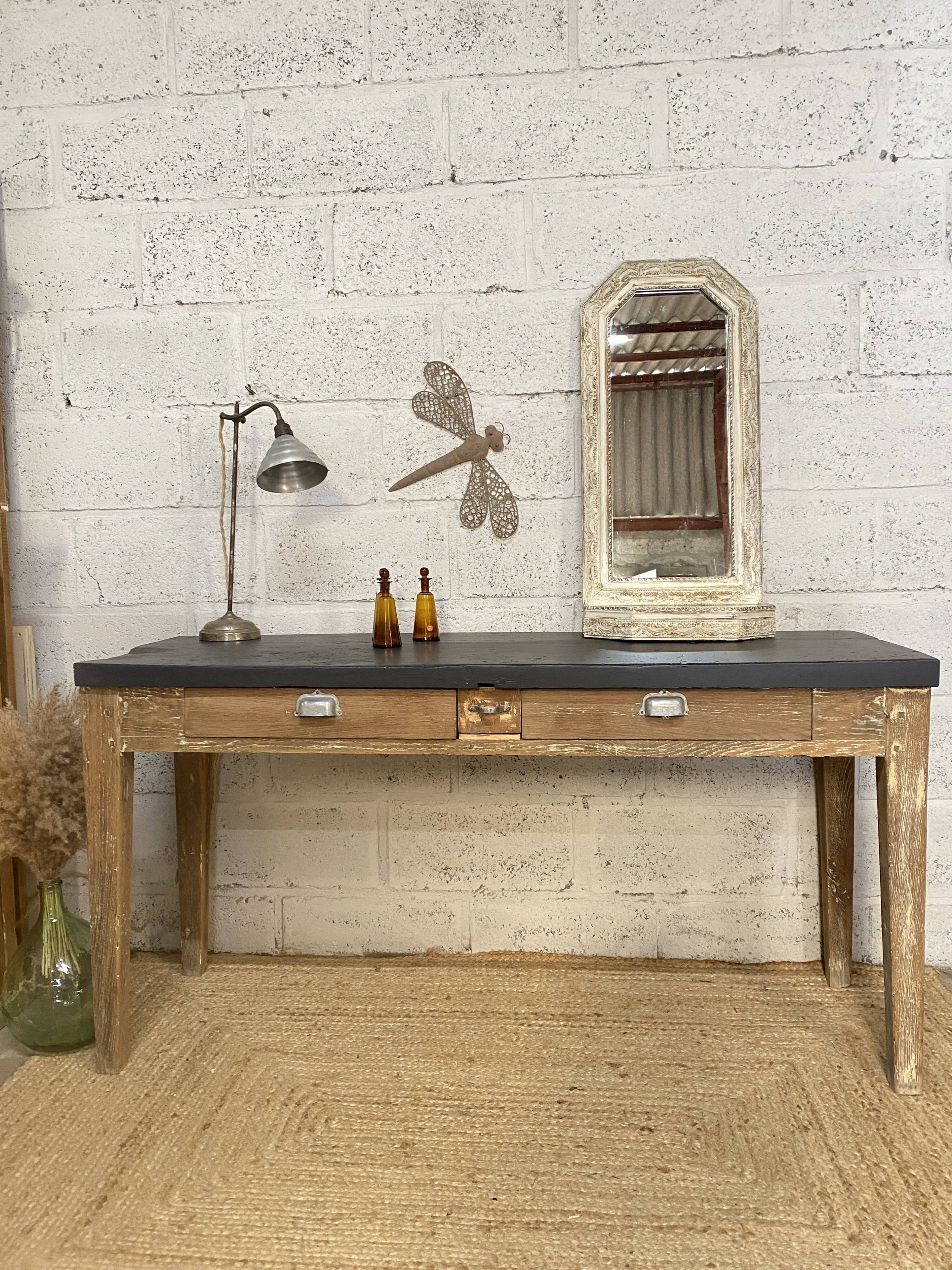 Antique workbench console