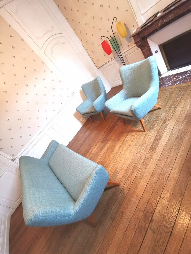 Rare 50s Swedish salon Restored for its rental in the film "Little Nicolas ,2021"